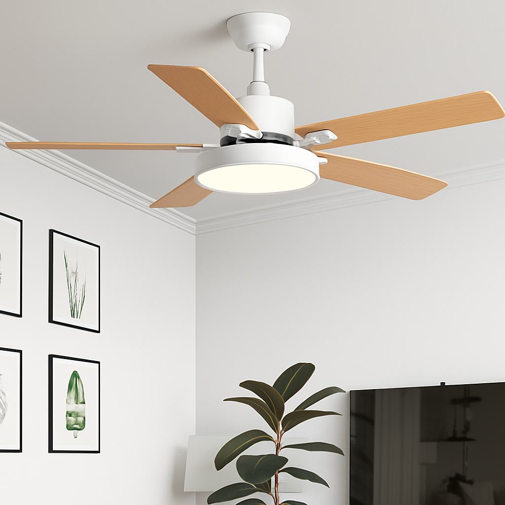 plafonnier vintage avec ventilateur led et télécommande