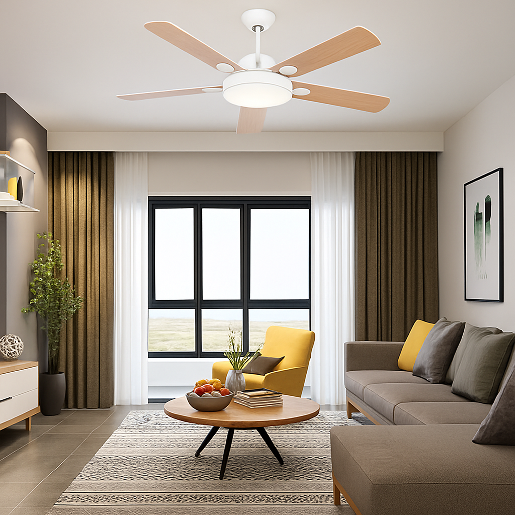 plafonnier vintage avec ventilateur led et télécommande
