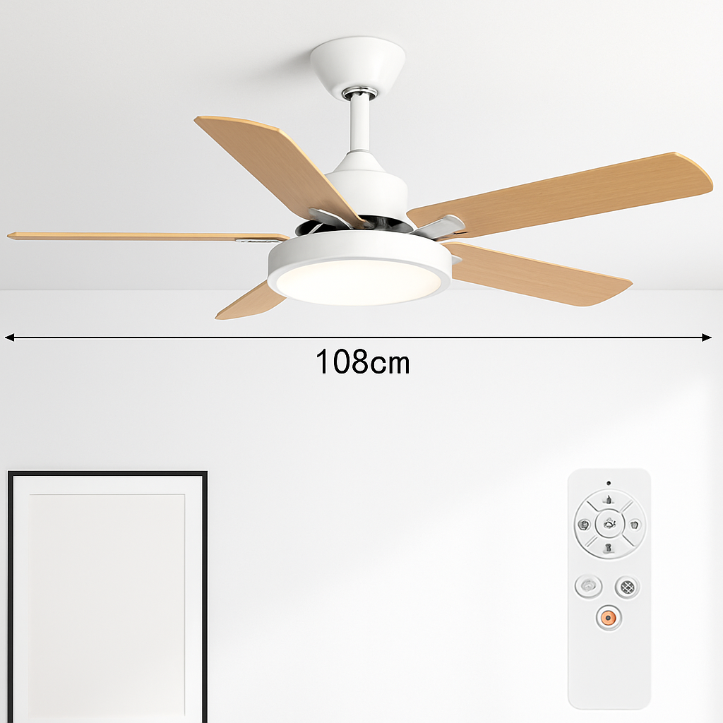 plafonnier vintage avec ventilateur led et télécommande