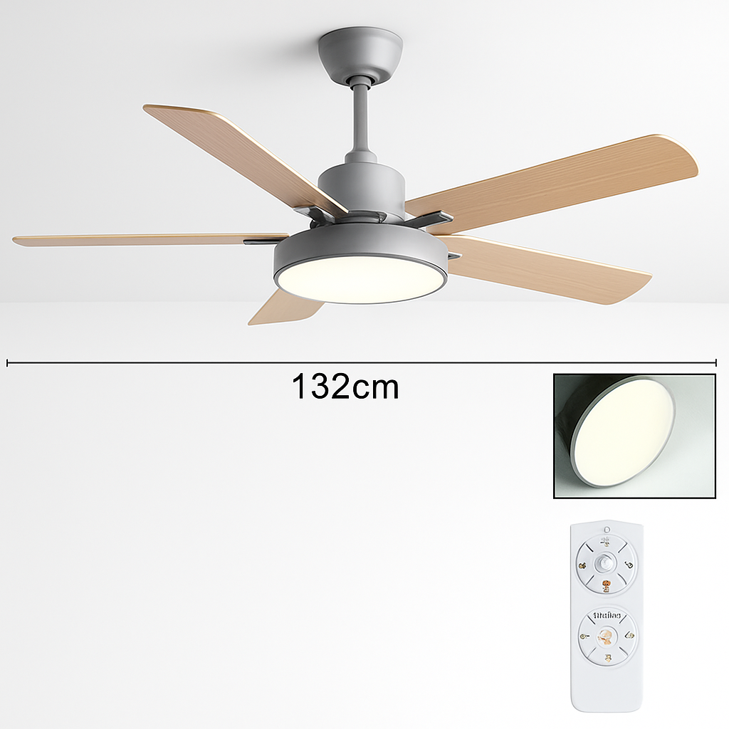 plafonnier vintage avec ventilateur led et télécommande