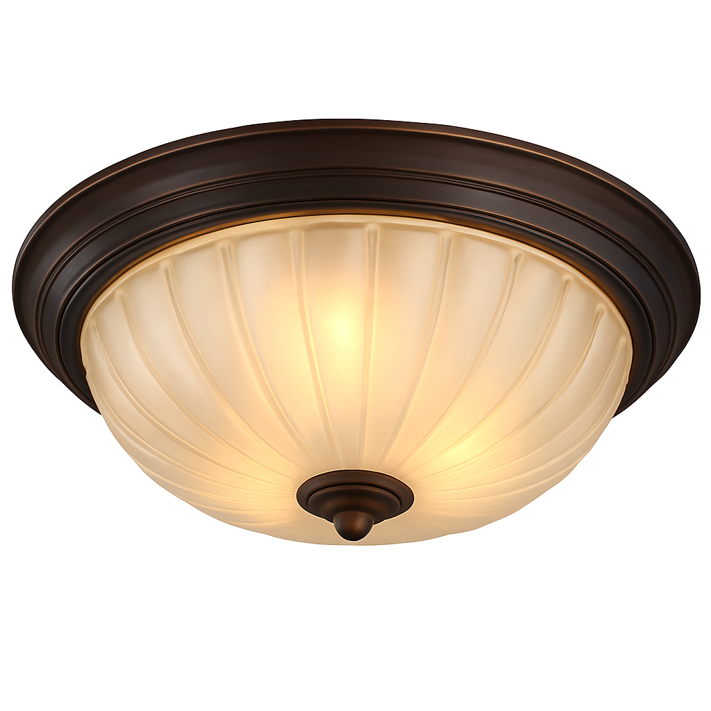 plafonnier vintage en bronze noir avec abat-jour en verre givré