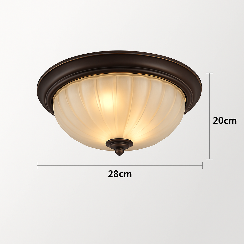 plafonnier vintage en bronze noir avec abat-jour en verre givré