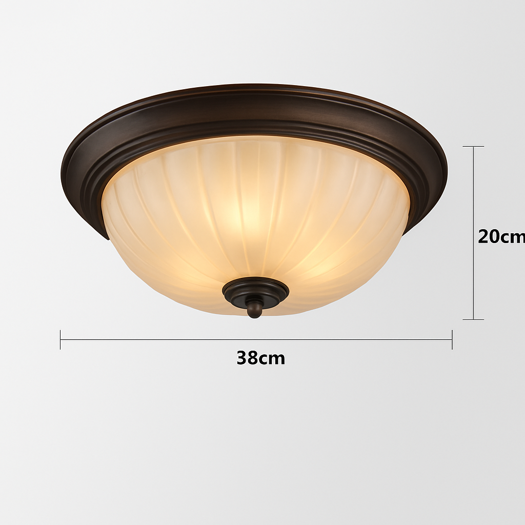 plafonnier vintage en bronze noir avec abat-jour en verre givré
