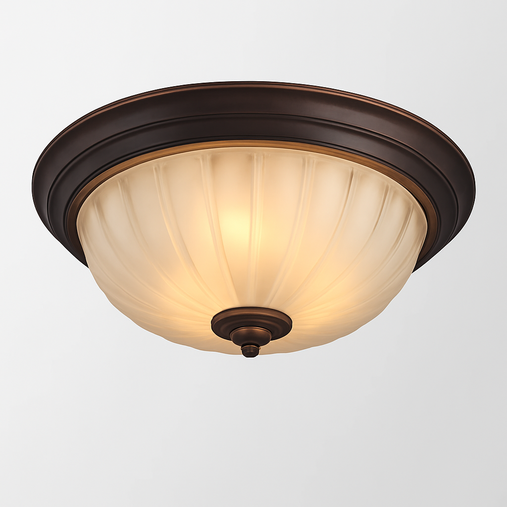 plafonnier vintage en bronze noir avec abat-jour en verre givré