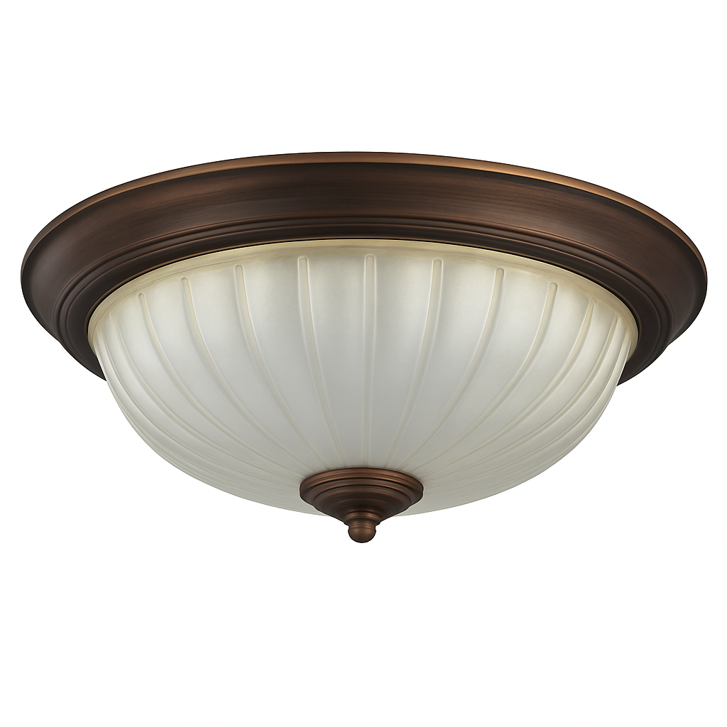 plafonnier vintage en bronze noir avec abat-jour en verre givré
