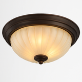 Plafonnier vintage en bronze noir avec abat-jour en verre givré