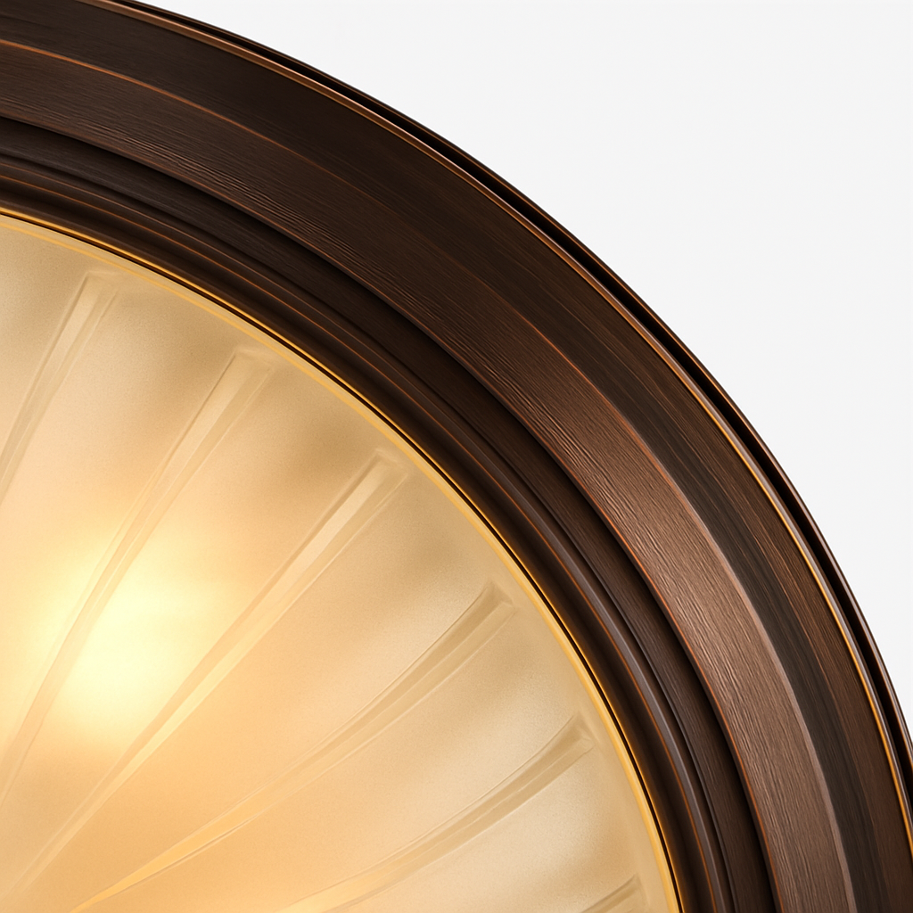 plafonnier vintage en bronze noir avec abat-jour en verre givré