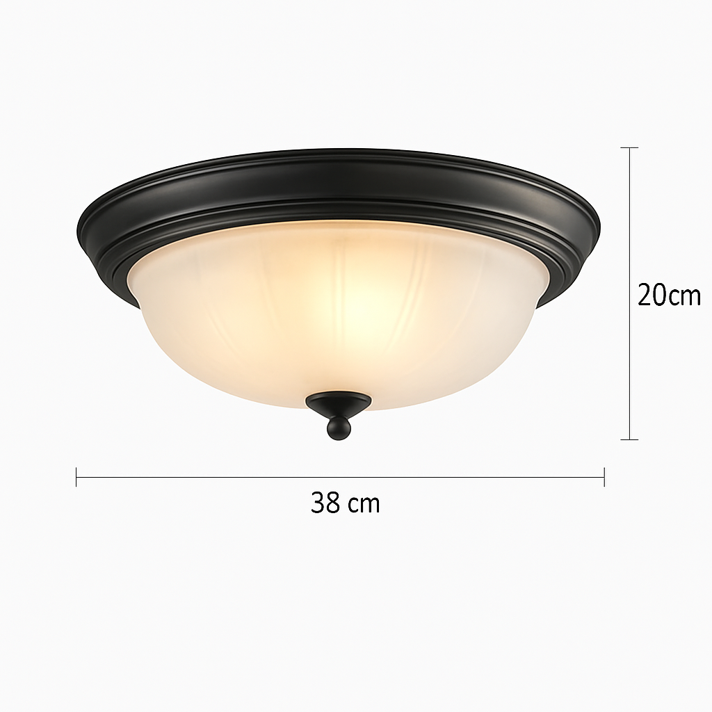 plafonnier vintage en bronze noir avec abat-jour en verre givré