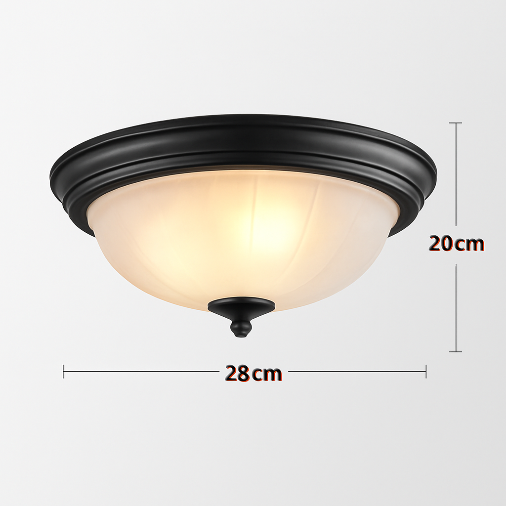 plafonnier vintage en bronze noir avec abat-jour en verre givré