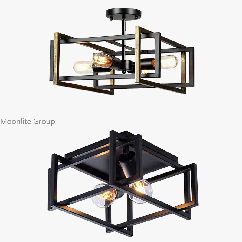 plafonnier vintage en fer forgé avec suspension rondes