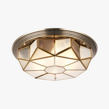 plafonnier vintage en verre et cuivre pour intérieur