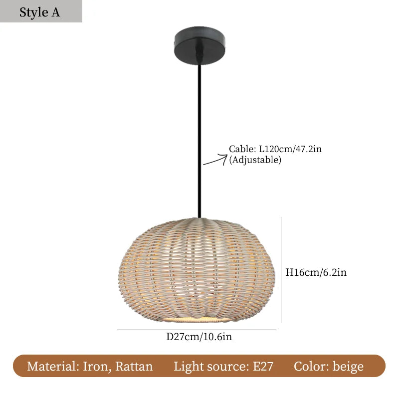 plafonnier wabi sabi en rotin pour décoration moderne et élégante
