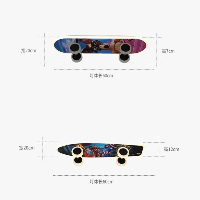 Plafonniers créatifs en forme de Skateboard