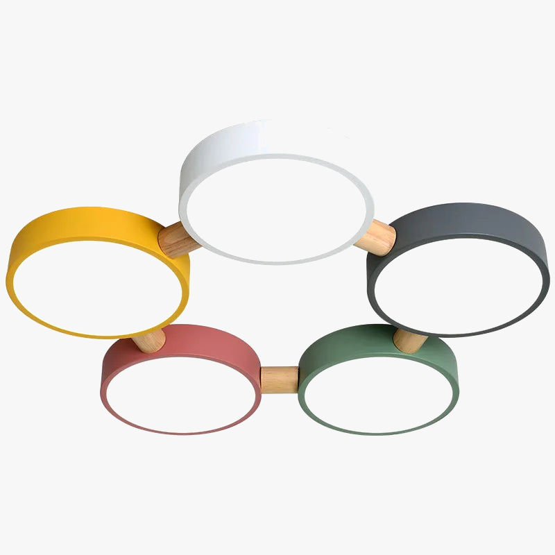 plafonniers créatifs macaron en bois pour indoorlighting led multicolore
