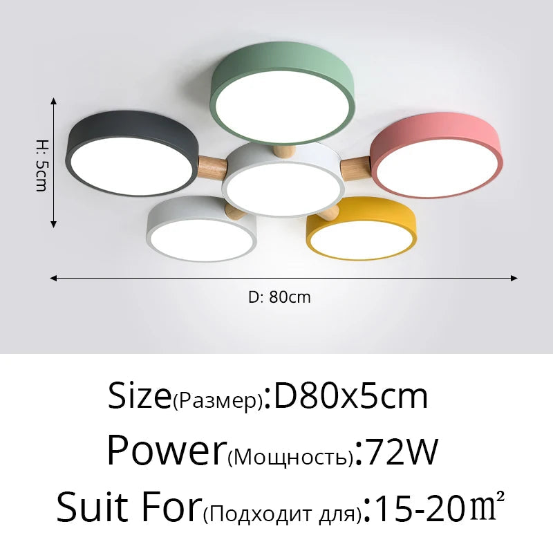 plafonniers créatifs macaron en bois pour indoorlighting led multicolore
