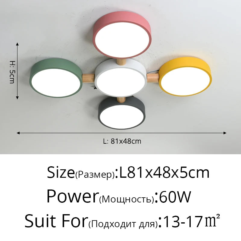 plafonniers créatifs macaron en bois pour indoorlighting led multicolore