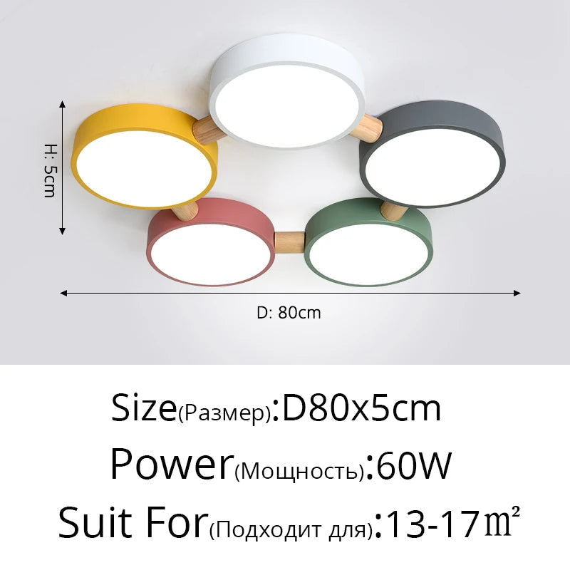 plafonniers créatifs macaron en bois pour indoorlighting led multicolore