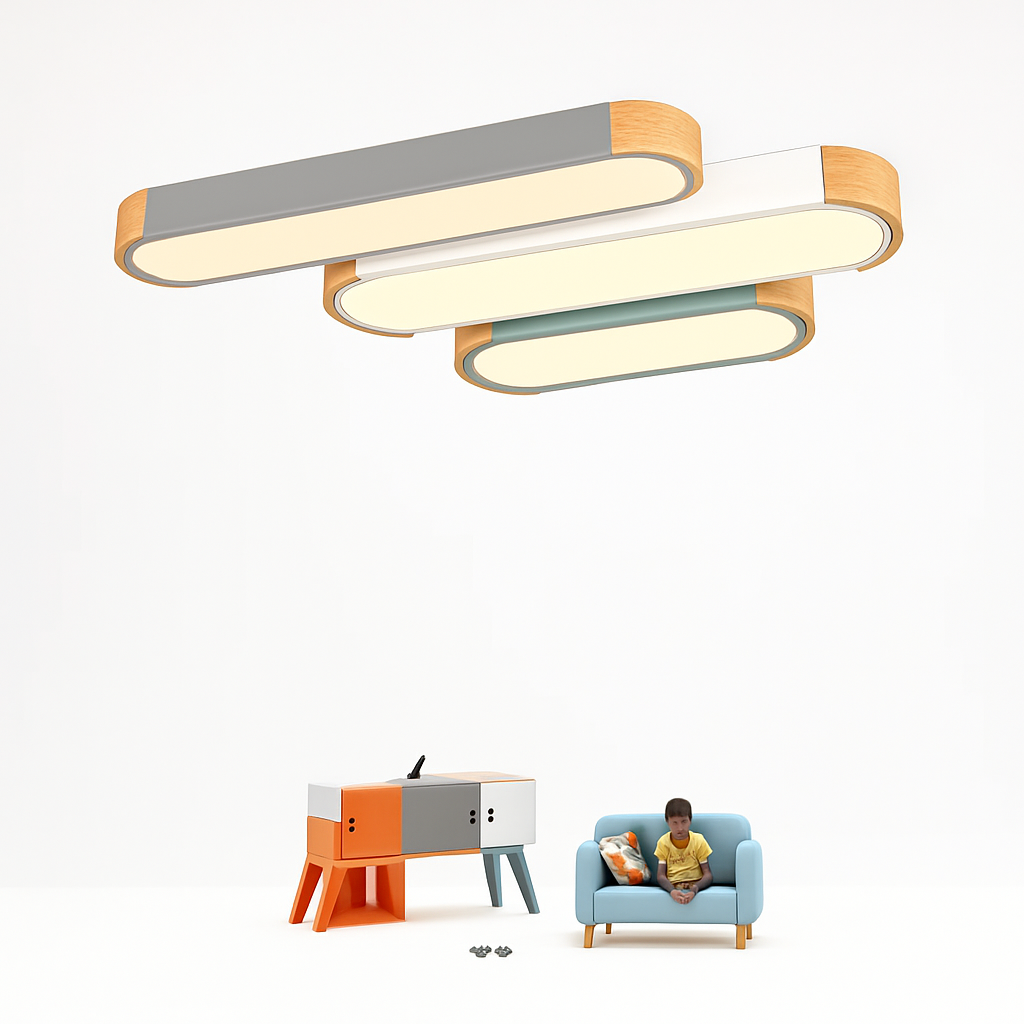 Plafonniers en bois décoratif télécommande panneaux