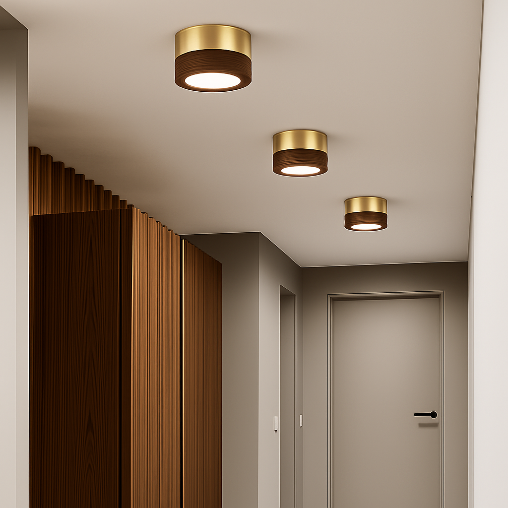 plafonniers en noyer et frêne led pour éclairage intérieur
