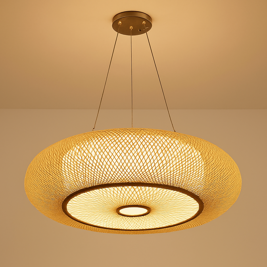 plafonniers en rotin suspension lampe décorative art lustre abat-jour