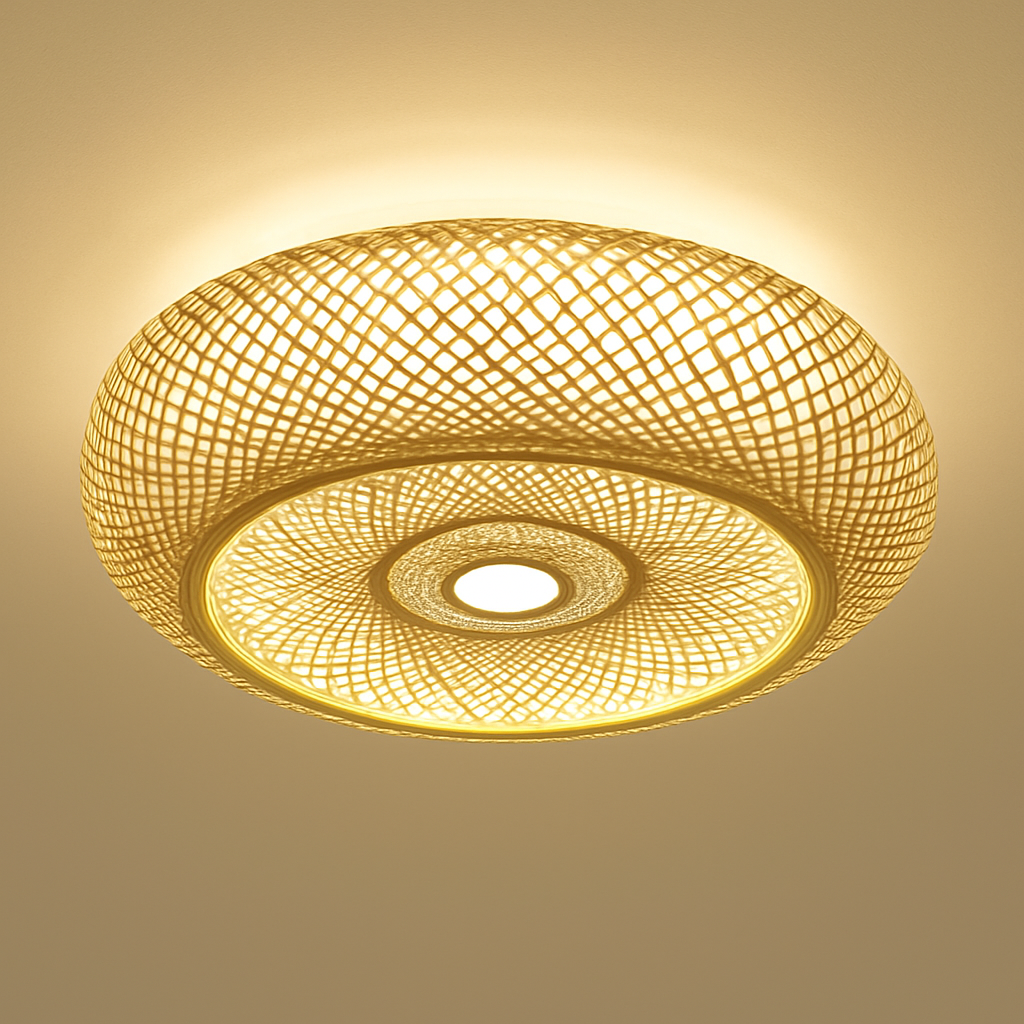 plafonniers en rotin suspension lampe décorative art lustre abat-jour