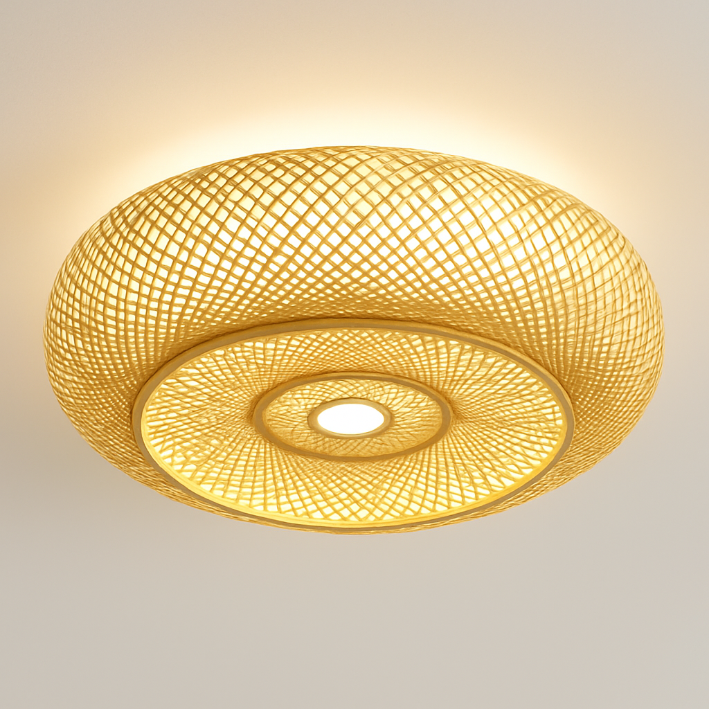 plafonniers en rotin suspension lampe décorative art lustre abat-jour