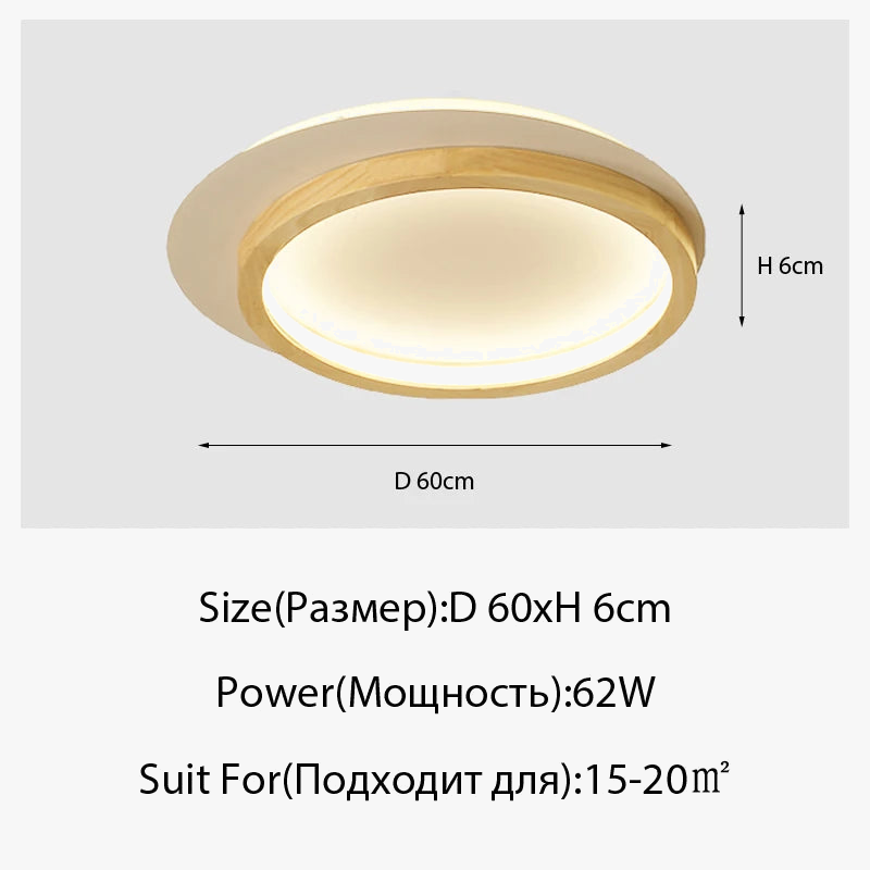 plafonniers led rondes modernes nordiques en acrylique et bois