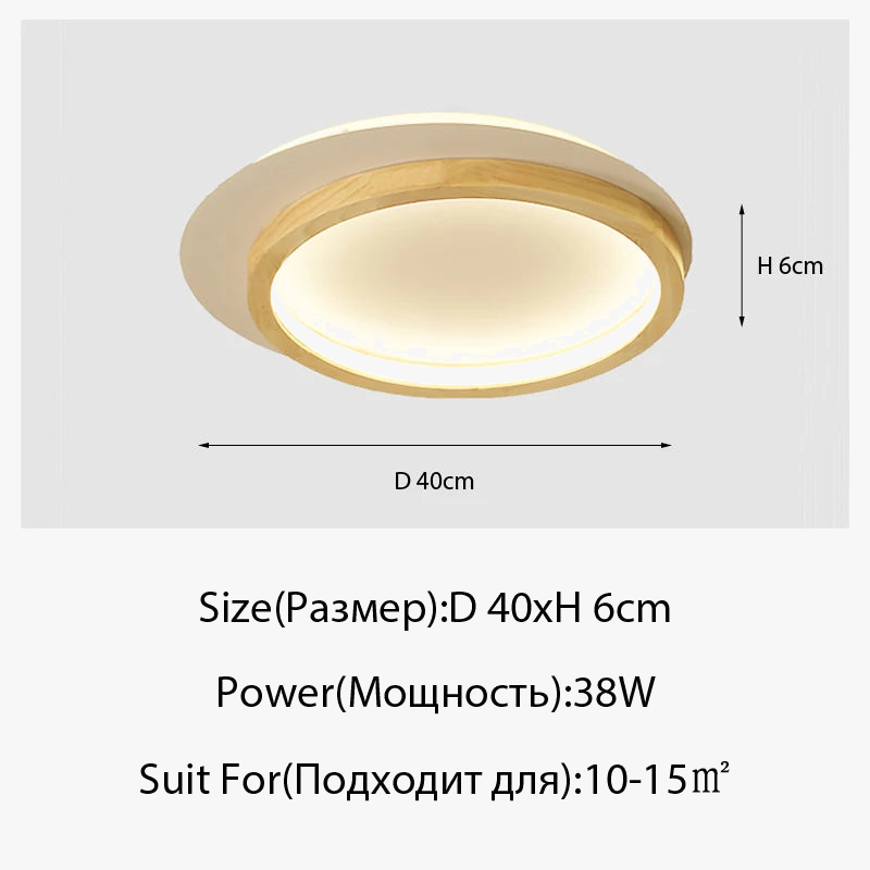 plafonniers led rondes modernes nordiques en acrylique et bois