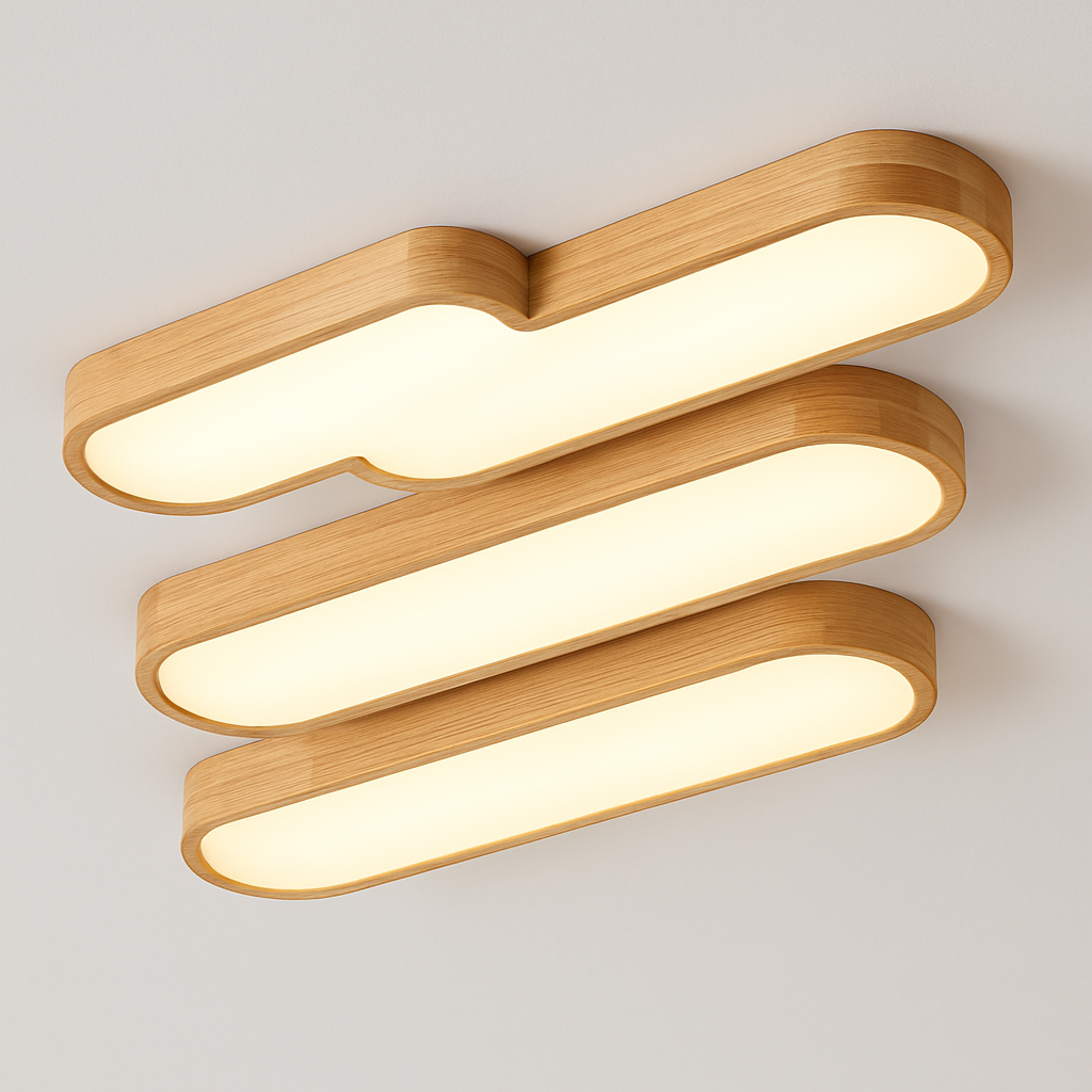 plafonniers minimalistes en bois massif avec panneaux acryliques nouvelle collection