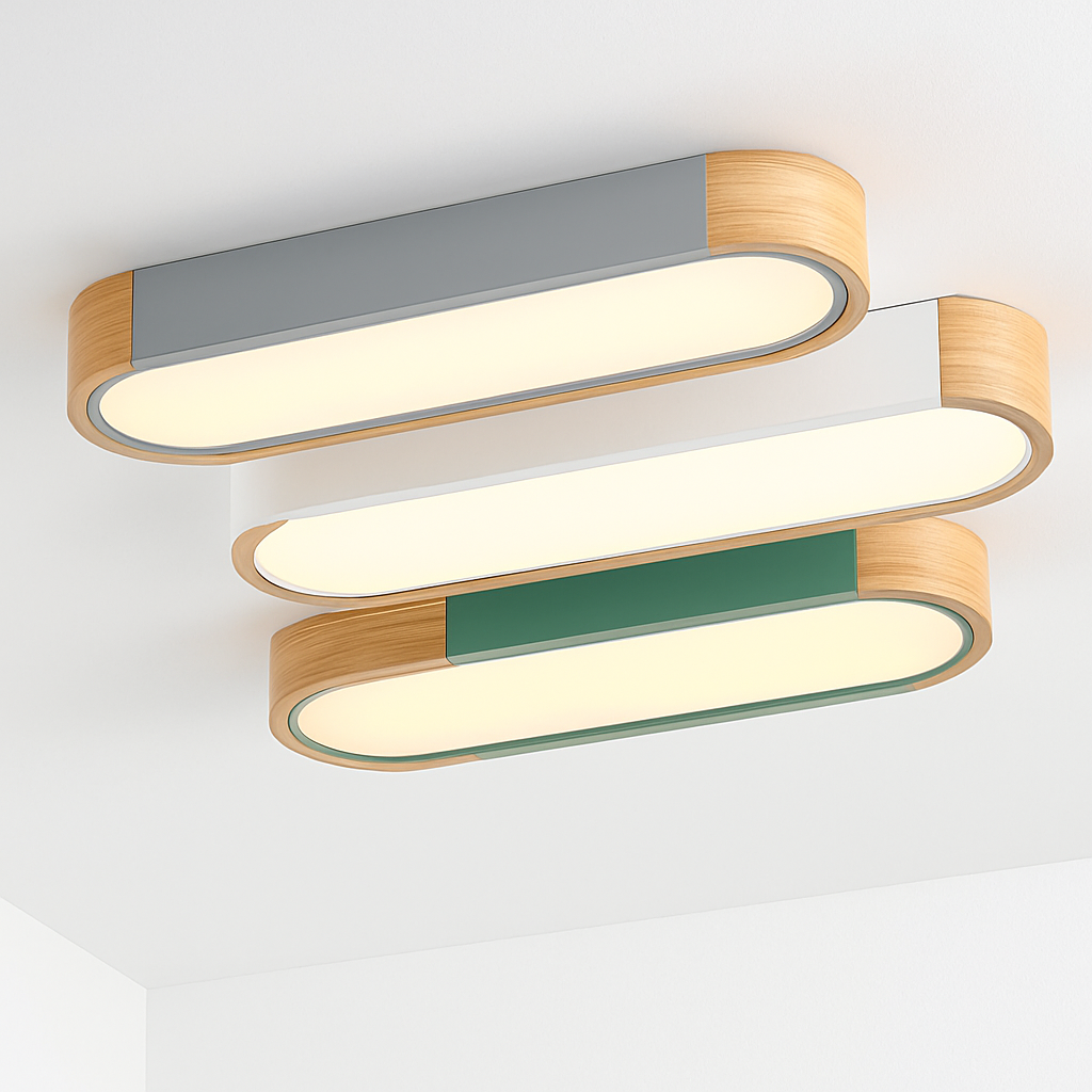 plafonniers minimalistes en bois massif avec panneaux acryliques nouvelle collection