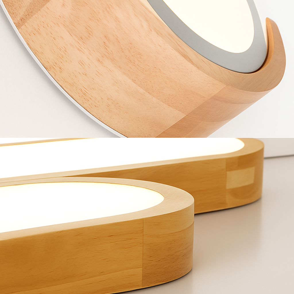 plafonniers minimalistes en bois massif avec panneaux acryliques nouvelle collection