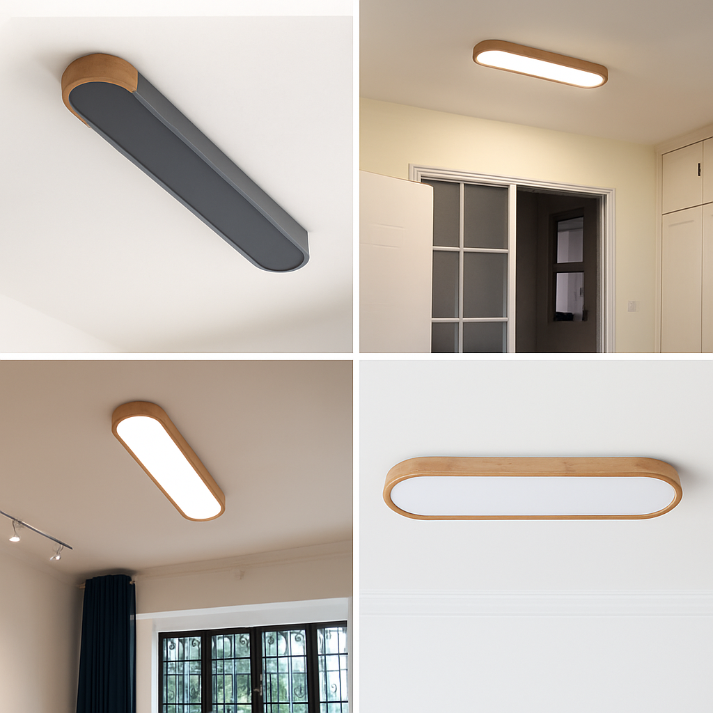 plafonniers minimalistes en bois massif avec panneaux acryliques nouvelle collection