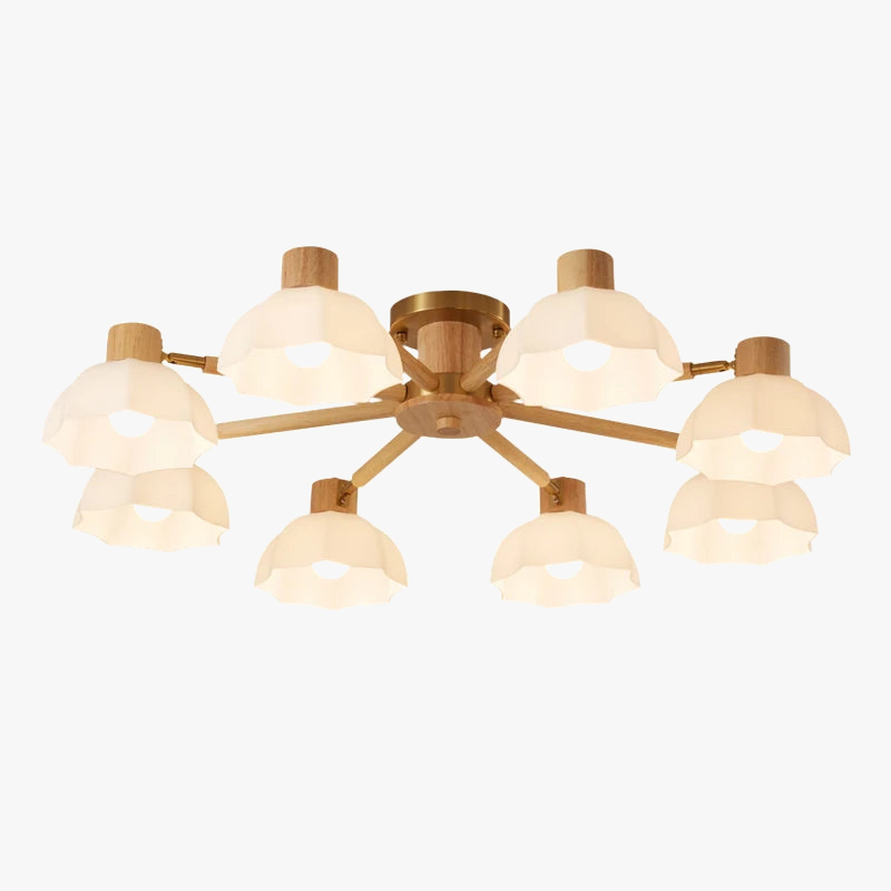 Plafonniers nordiques en bois de caoutchouc avec lampadaires en verre pour salon moderne blanc chaud lumière froide Lustres chambre lampara