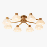 Plafonniers nordiques en bois de caoutchouc avec lampadaires en verre pour salon moderne blanc chaud lumière froide Lustres chambre lampara