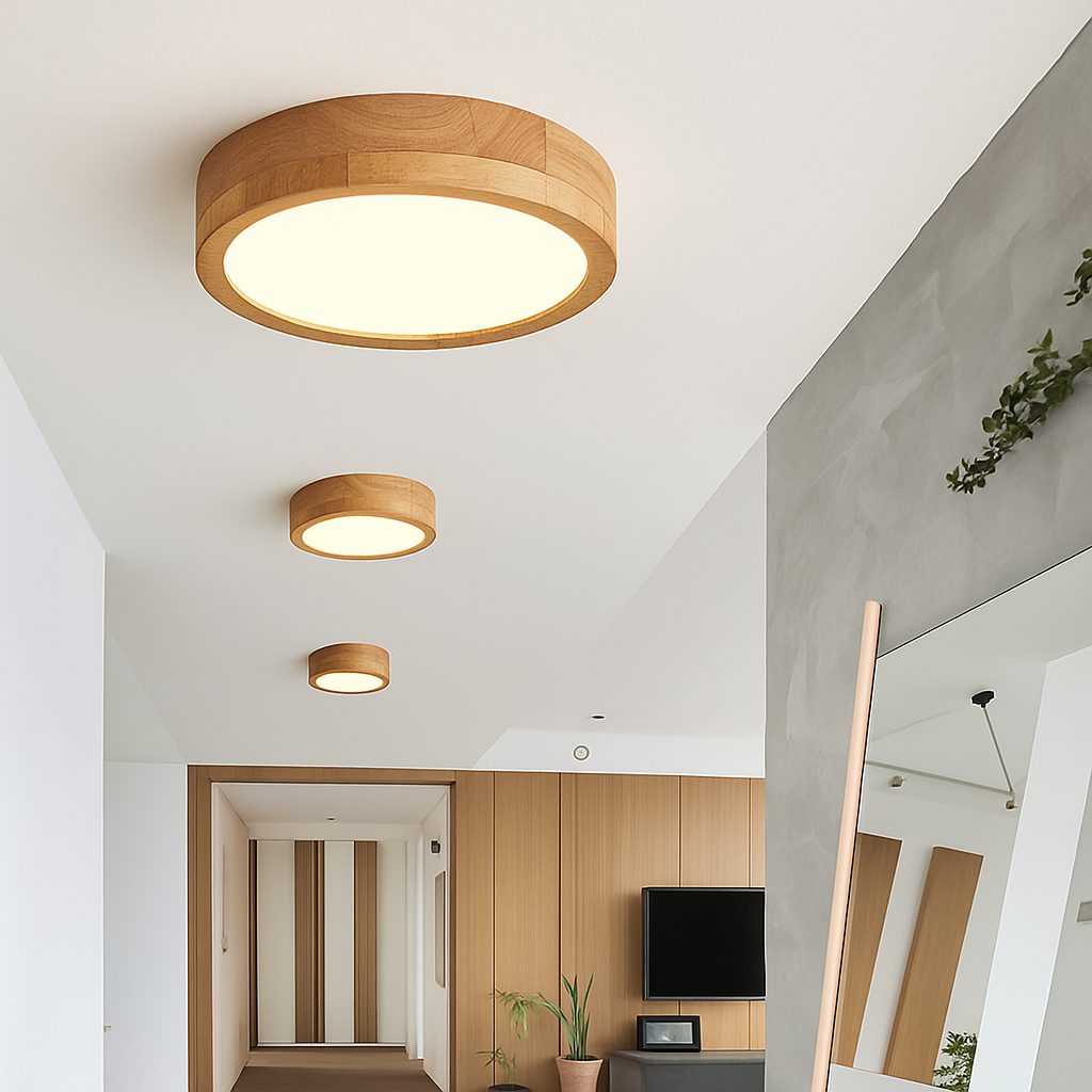 Plafonniers ronds simples chambre Led plafonniers lampe en bois décor à la maison Lampen nordique couloir étude cuisine salle à manger lampe