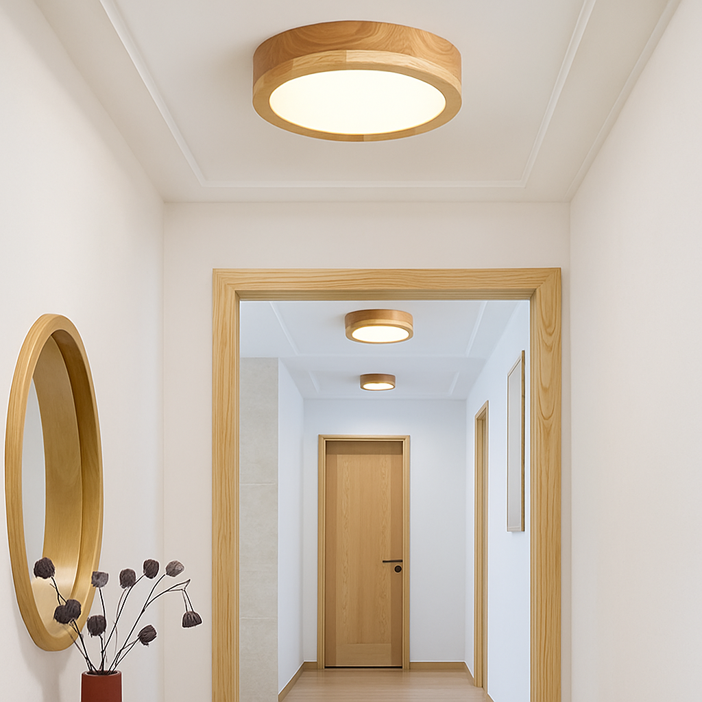 Plafonniers ronds simples chambre Led plafonniers lampe en bois décor à la maison Lampen nordique couloir étude cuisine salle à manger lampe