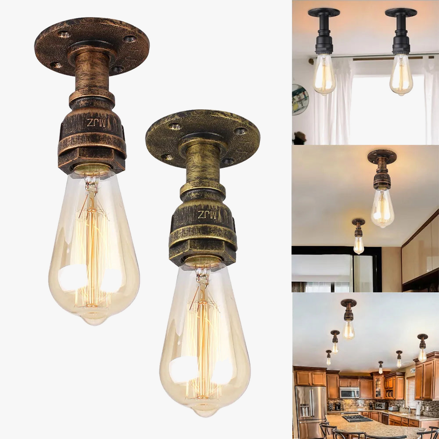 Plafonniers à tuyaux rétro Vintage E27 Loft plafonnier monté en Surface luminaires lampes à tuyaux en fer industriel