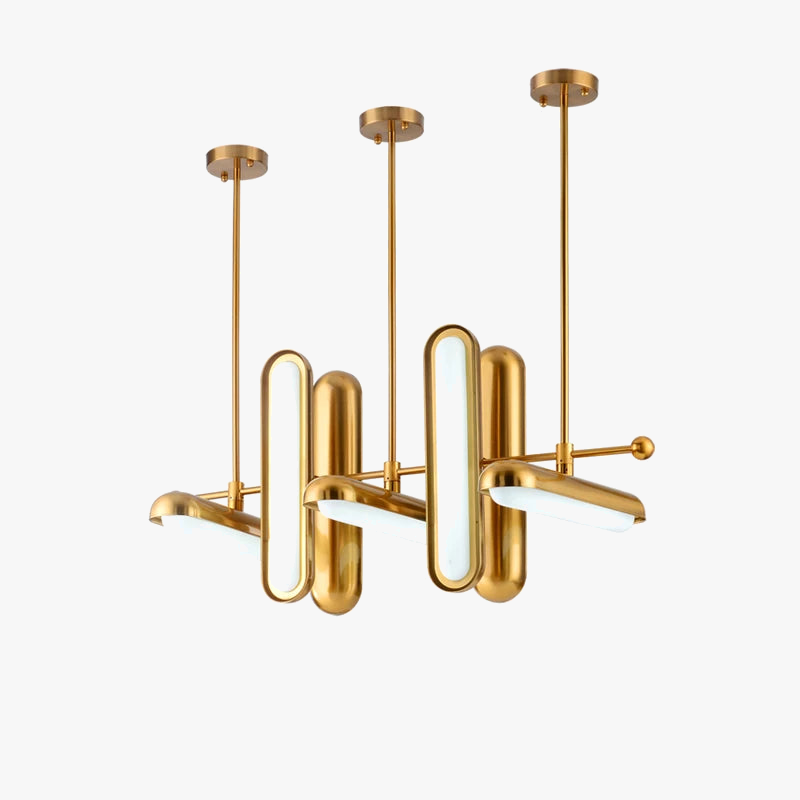 Postmodern doré Art déco doré fer verre Lustre éclairage Lustre Suspension Luminaire Lampen pour salle à manger
