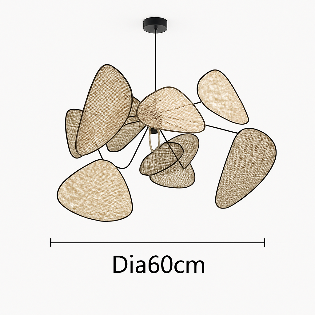 Postmodern LED lustres de plafond feuille grille rurale fait à la main en rotin suspension lumière maison salon chambre Art décor suspension lampe