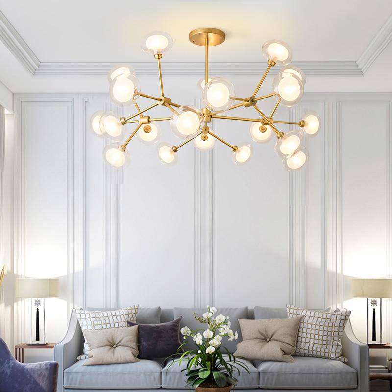 Lustre LED design branches et lampes en verre Lighting