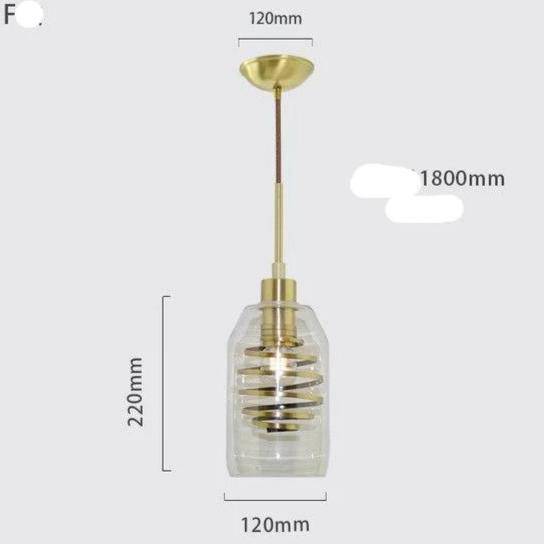 Suspension design en verre avec spirale dorée