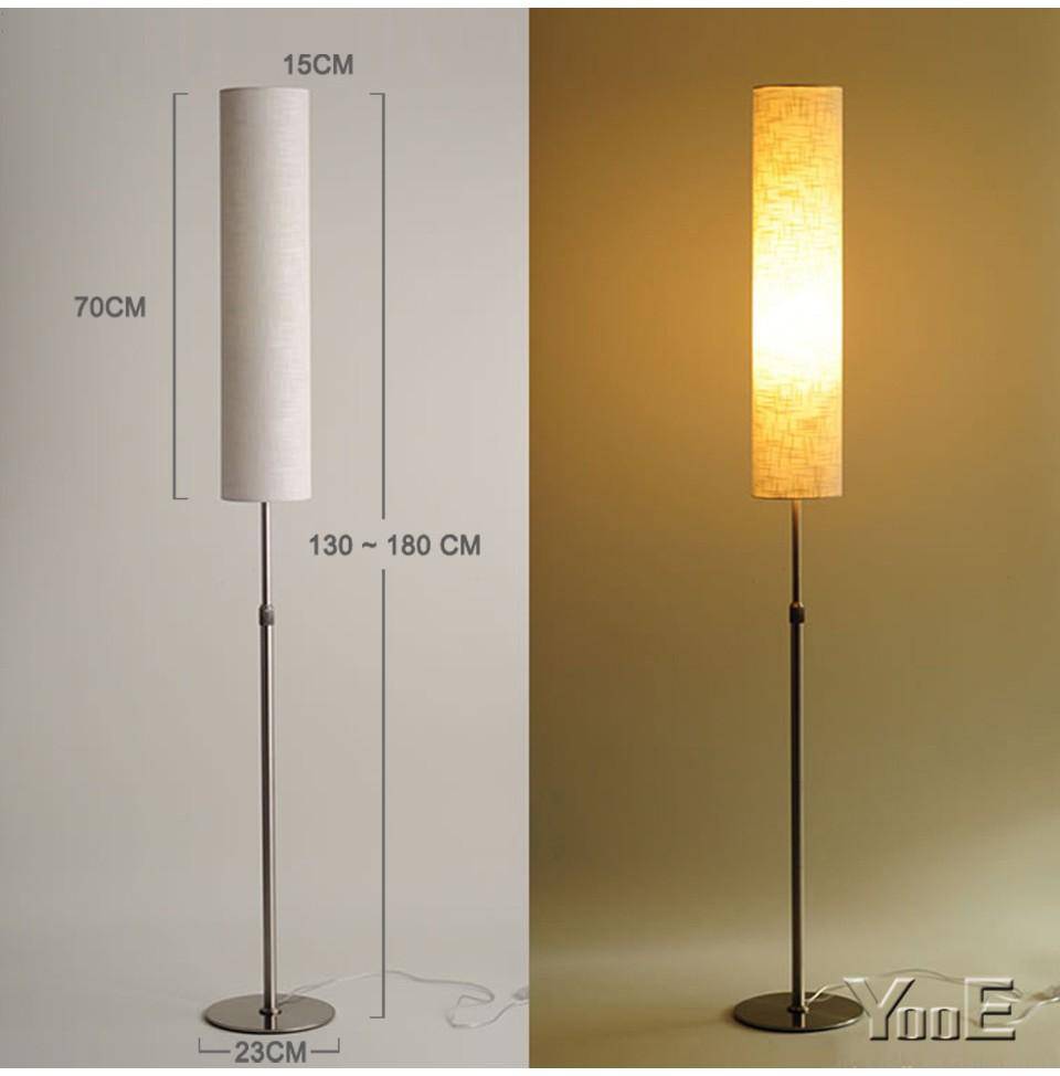 Lampadaire avec abat-jour en tube de tissu coloré