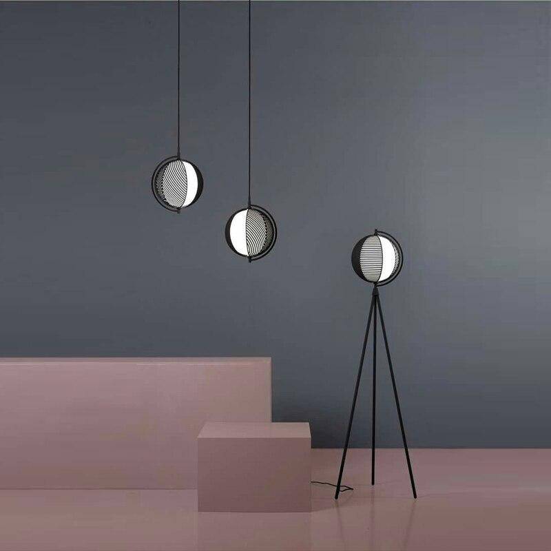 Suspension design à LED en boule métal style industriel