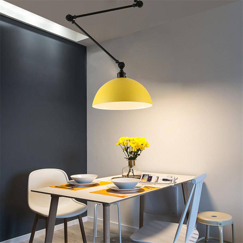 Plafonnier LED design à bras articulé et abat-jour coloré Macaron