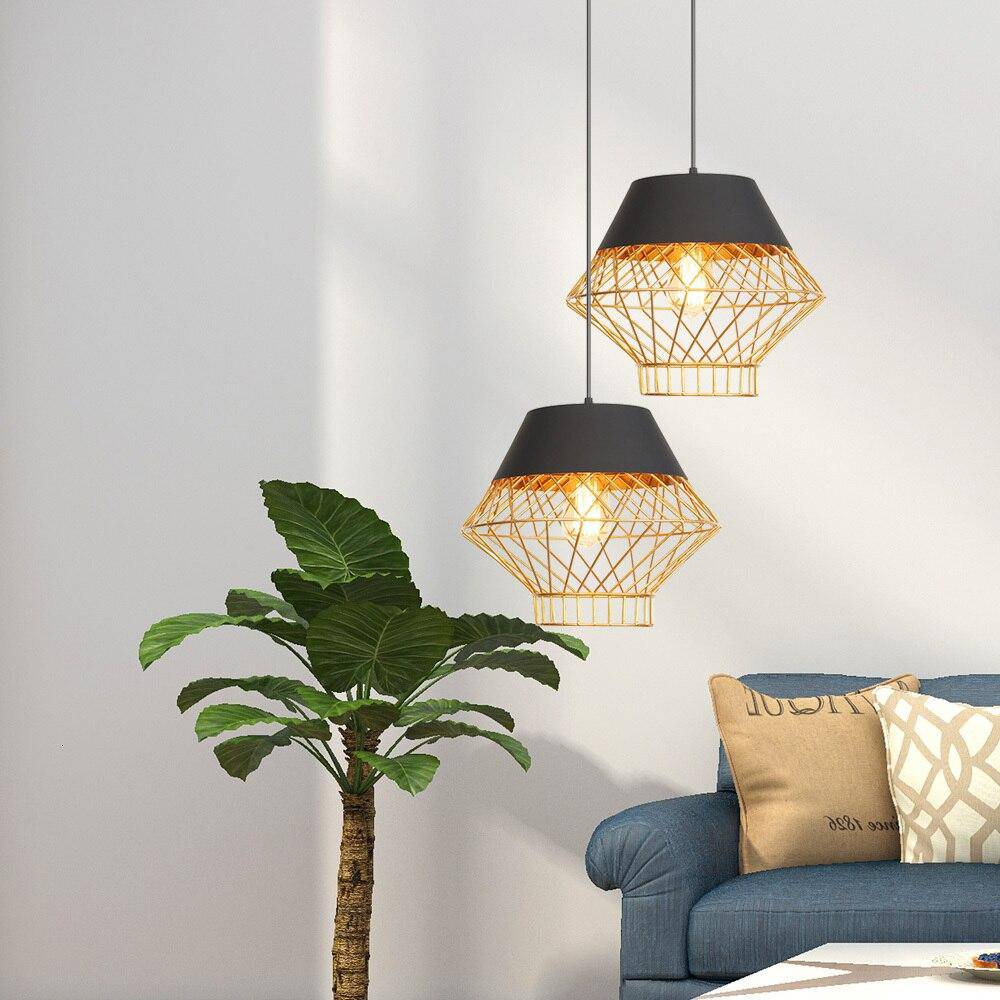 Suspension design à LED avec cage en métal industrielle Loft
