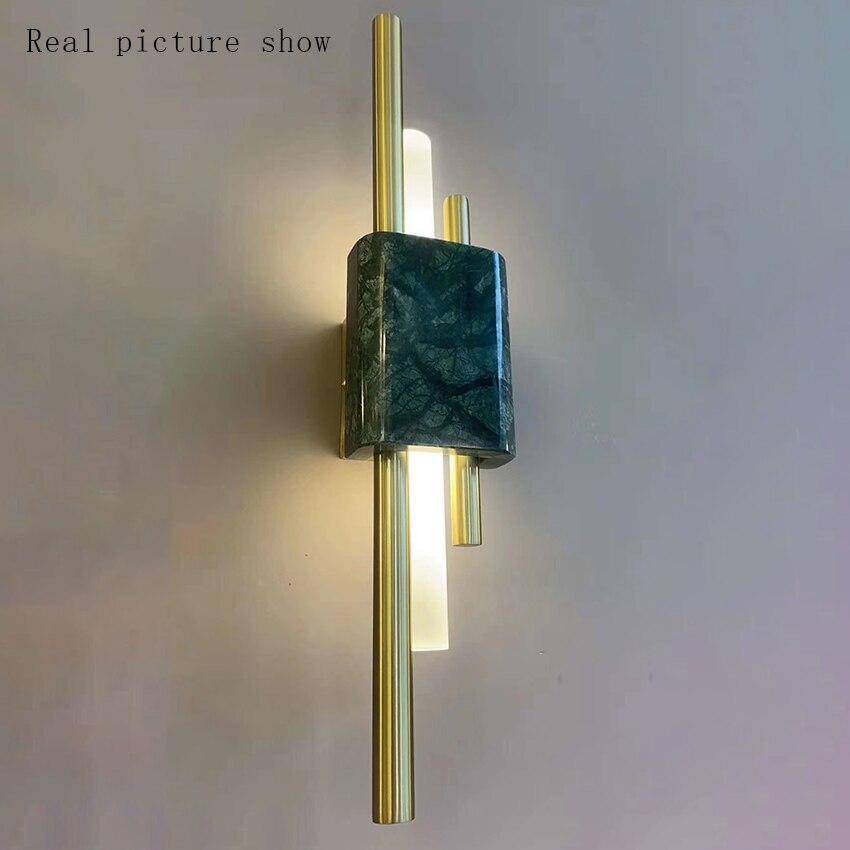 Applique murale design LED en marbre avec tube doré Sconce