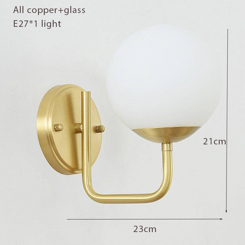 Applique murale design à LED dorée avec boule en verre Luxury