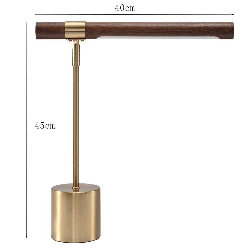 Lampe à poser design LED en métal dorée et bois style Fly