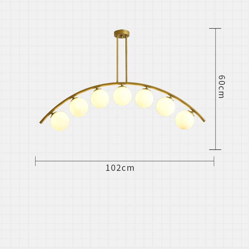 Lustre design LED avec bras arrondi doré et boules en verre Luxury