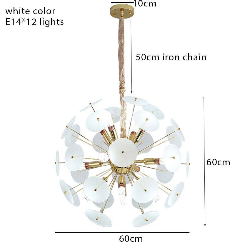Lustre design doré et plaques rondes plates fumées Luxury